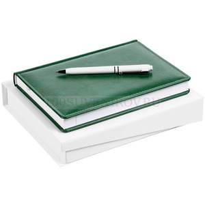 Фото Бизнес-набор NEBRASKA DUO: недатированный ежедневник, ручка в тон в подарочной коробке с ложементом, зеленый