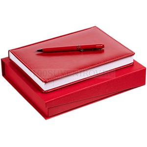 Фото Бизнес-набор NEBRASKA DUO: недатированный ежедневник, ручка в тон в подарочной коробке с ложементом, красный