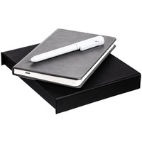 Бизнес-набор CLUSTER MINI: блокнот А6 в клетку, ручка шариковая в подарочной коробке, серый