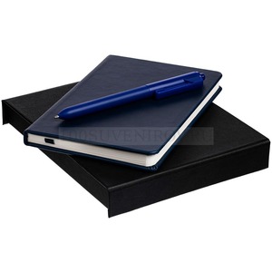 Фото Бизнес-набор CLUSTER MINI: блокнот А6 в клетку, ручка шариковая в подарочной коробке, синий «Контекст»