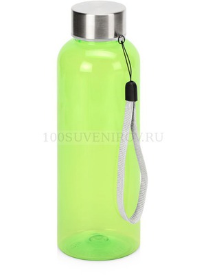 Фото Суперлегкая бутылка для воды из rPET KATO под нанесение логотипа со съемным ремешком, 500мл, d6,5 х 20 см. Всего 84 грамма! (зеленое яблоко)