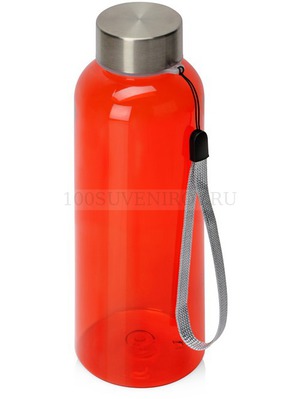 Фото Суперлегкая бутылка для воды из rPET KATO под нанесение логотипа со съемным ремешком, 500мл, d6,5 х 20 см. Всего 84 грамма! (красный)