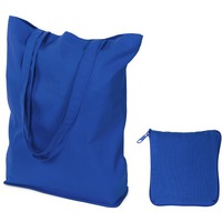 Складная хлопковая сумка SKIT под нанесение логотипа, 135 гр., 38 х 40 х 12 см, ручки 2,5 х 65 см, синий