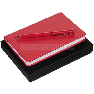 Фото Корпоративный набор BASE MINI под нанесение логотипа: недатированный ежедневник А6, ручка, красный