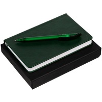 Корпоративный набор BASE MINI под нанесение логотипа: недатированный ежедневник А6, ручка, зеленый