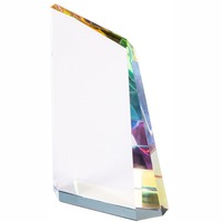 Награда стела из стекла PHYLOSIKOS с радужными гранями под нанесение логотипа, 13 х 3,5 х 18,3 см. Подарочная упаковка.