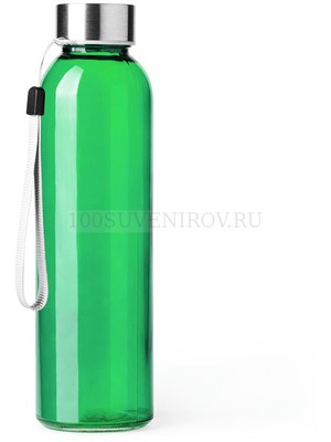 Фото Стеклянная бутылка ALFE с ремешком, 500 мл, d6,3 х 22 см (зеленый)