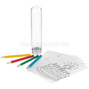 Фото Набор для раскрашивания ARTEMOND в тубусе: цветные карандаши 4 шт, раскраски - 5 листов. 