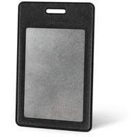Кожаный чехол для пропуска с отделением для карты FAVOR под нанесение логотипа, 6,4 х 10,5 х 0,2 см, черный