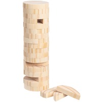 Сувениры из дерева - игра-головоломка КРУГЛАЯ БАШНЯ МИНИ, неокрашенная, 4,9х4,9х19,8 см. Предусмотрено нанесение логотипа.