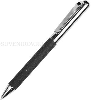 Фото Ручка шариковая Venera из переработанной стали и переработанной кожи «Savio» (серебристый, серый)