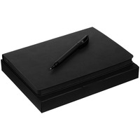 Велком-набор для сотрудника FREDO: недатированный ежедневник, ручка в коробке, черный. Предусмотрено нанесение логотипа.