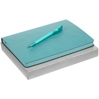 Велком-набор для сотрудника FREDO: недатированный ежедневник, ручка в коробке, бирюзовый. Предусмотрено нанесение логотипа.