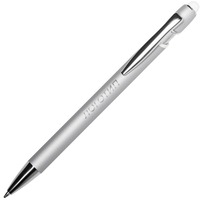 Ручка-стилус металлическая шариковая Sway Monochrome с цветной зеркальной гравировкой, d1 х 14,5 см, серебристый/белый