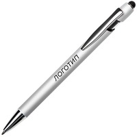Ручка-стилус металлическая шариковая Sway Monochrome с цветной зеркальной гравировкой, d1 х 14,5 см, серебристый/черный