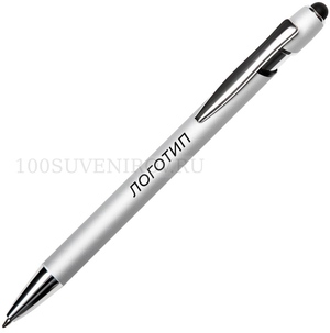 Фото Ручка-стилус металлическая шариковая Sway Monochrome с цветной зеркальной гравировкой, d1 х 14,5 см (серебристый, черный)