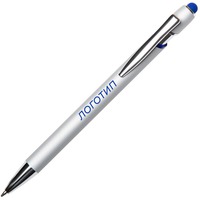 Ручка-стилус металлическая шариковая Sway Monochrome с цветной зеркальной гравировкой, d1 х 14,5 см, серебристый/темно-синий