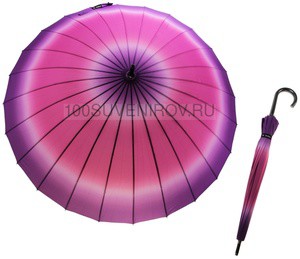 Фото Зонт Violet женский, трость, механический, купол - 55 см, 24 спицы (фиолетовый)