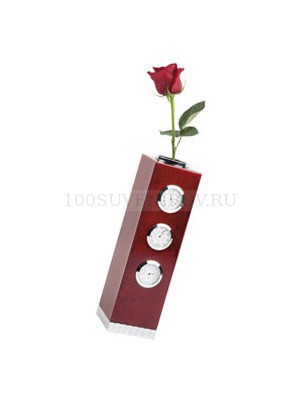 Фото Погодная станция "Wide Rose": часы, цифровой термометр, гигрометр и ваза для цветов