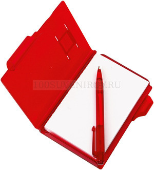 Фото Записная книжка с ручкой, «вечным» календарем (красный)