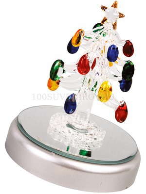 Фото Сказочная новогодняя елка на зеркальной подставке с меняющей цвет подсветкой и музыкой (разноцветный,серебристый)