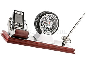Фото Письменный канцелярский набор для руководителя «Монако»: часы, подставка под мобильный телефон, подставка под ручку, ручка
