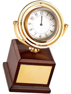 Фото Часы на постаменте. Обратная сторона часов предназначена для вставки фотографии или рекламного мини-постера (коричневый, золотистый)