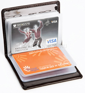 Фото Футляр для кредитных и дисконтных карт (коричневый, серебристый)