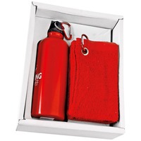 Набор: фляжка на 500 мл и полотенце, красный и для новоселья прикольные