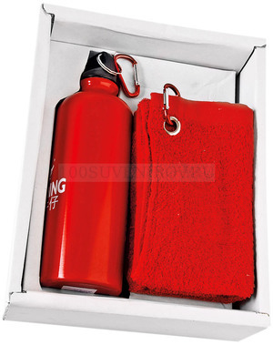 Фото Набор: фляжка на 500 мл и полотенце, красный