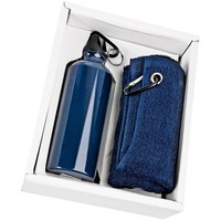 Подарочный набор: фляжка на 500 мл и полотенце, синий
