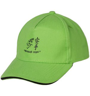 Фотография шелкотрансфер кепки: Бейсболка Unit Classic, зеленое яблоко с черным кантом