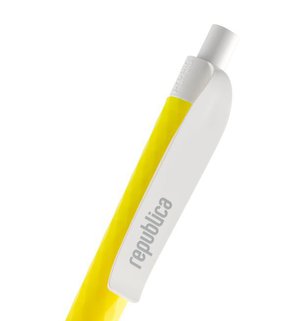 Фотография уф-печать: Ручка шариковая Prodir QS01 PMP-P, желтая с белым